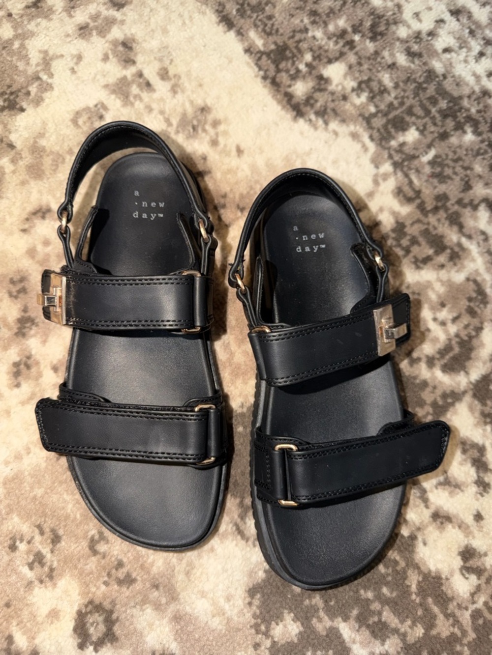 a new day Black Women's Buckle Strap Sandals - Picture 2 of 4